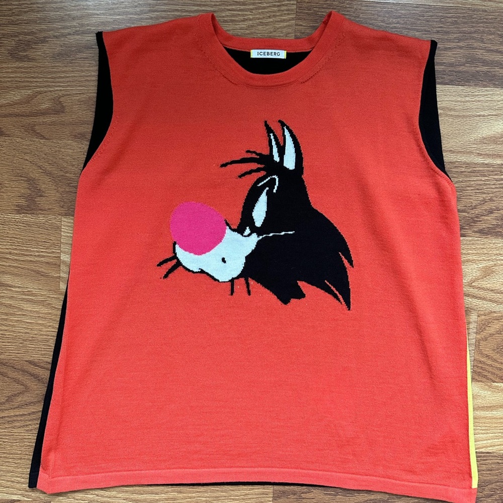 Rare Iceberg " Women’s Wool blend Looney Tunes Vest  Tunic Sweater Size M Coral